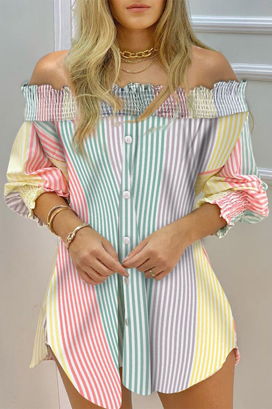 Vestidos sexys con falda de un solo paso, con hombros descubiertos y estampado de patchwork