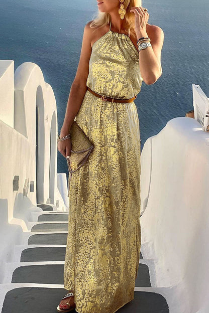 Elegante vestido de fiesta sin espalda y sin cinturón, estilo halter, corte A (6 colores)