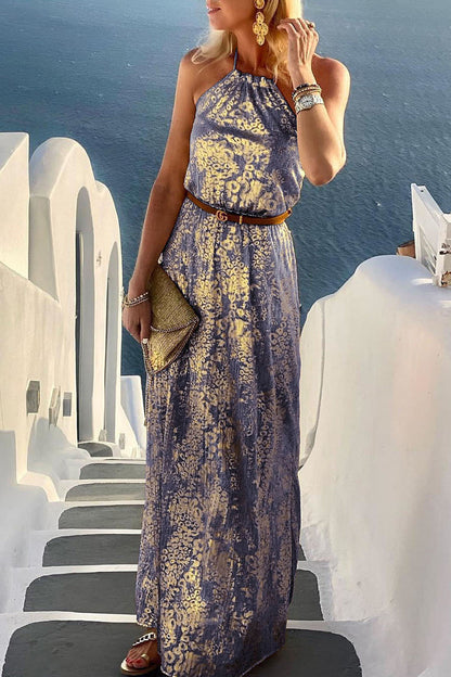 Elegante vestido de fiesta sin espalda y sin cinturón, estilo halter, corte A (6 colores)