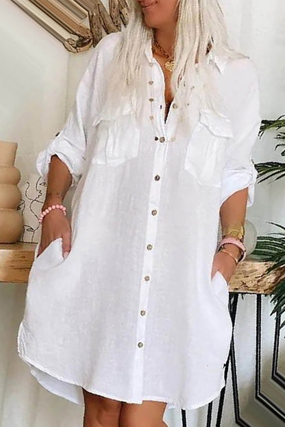 Vestido informal universitario de color liso con cuello vuelto irregular