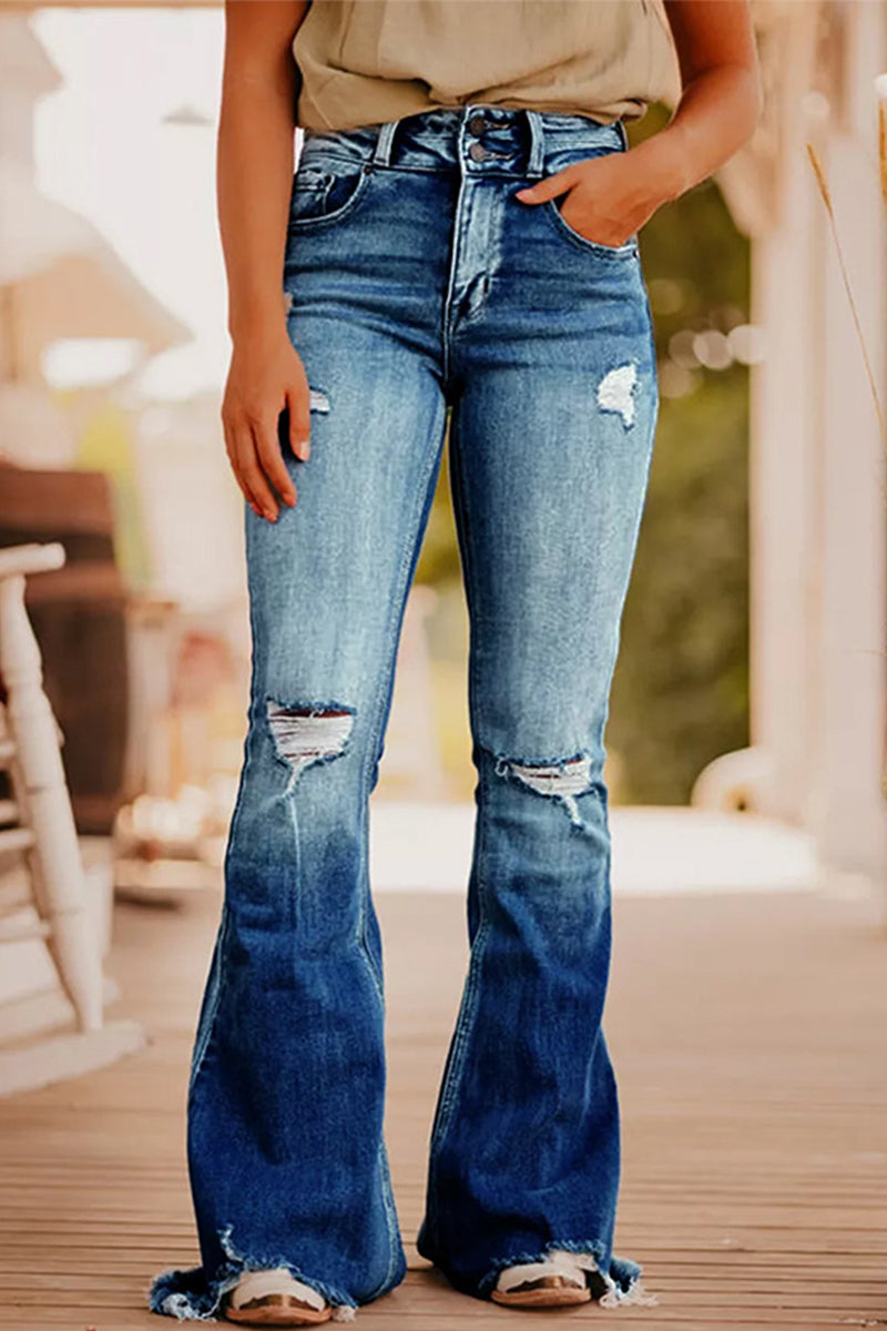 Vaqueros casuales de cintura alta con rotos y rotos (3 colores)