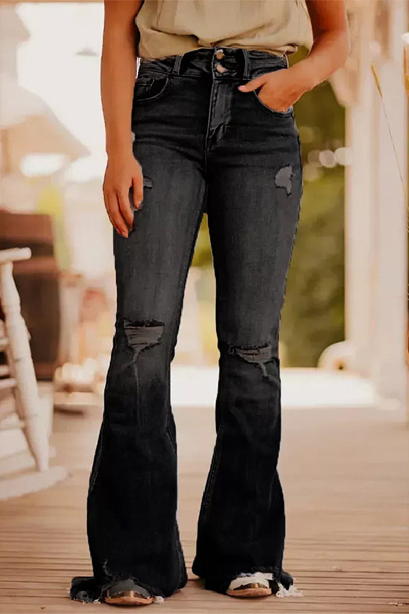 Vaqueros casuales de cintura alta con rotos y rotos (3 colores)