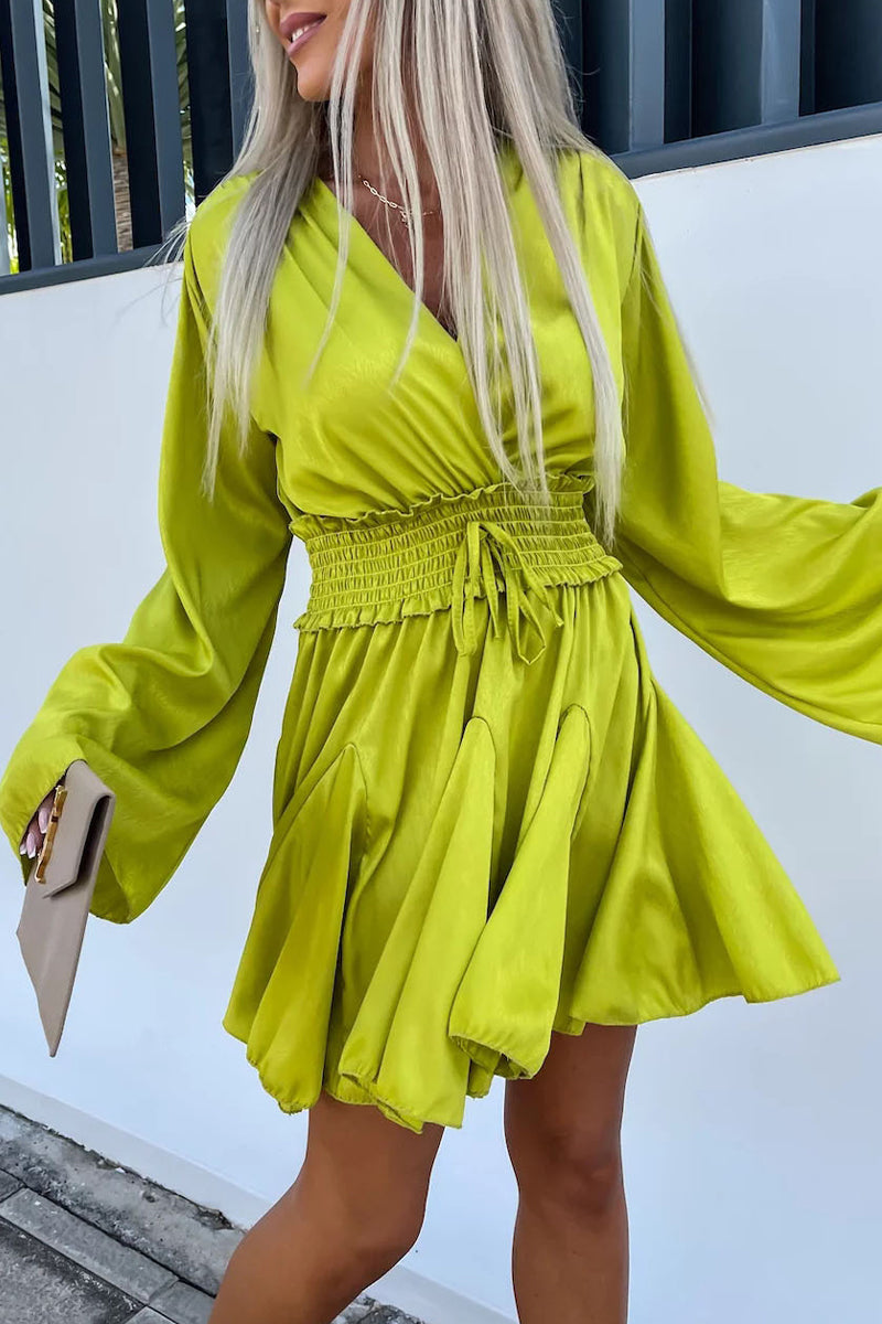 Vestidos casuales de vacaciones con escote en V y frenillo liso (6 colores)