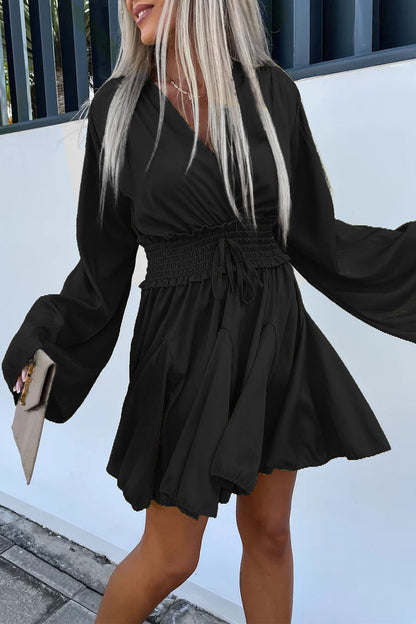 Vestidos casuales de vacaciones con escote en V y frenillo liso (6 colores)