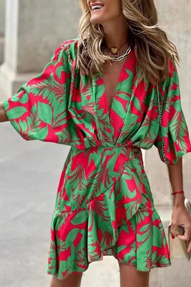 Vestido elegante con cuello en V irregular y diseño de patchwork geométrico (6 colores)