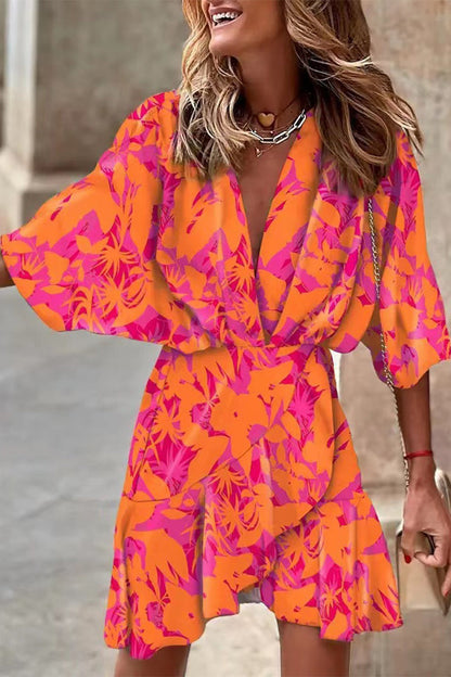 Vestido elegante con cuello en V irregular y diseño de patchwork geométrico (6 colores)