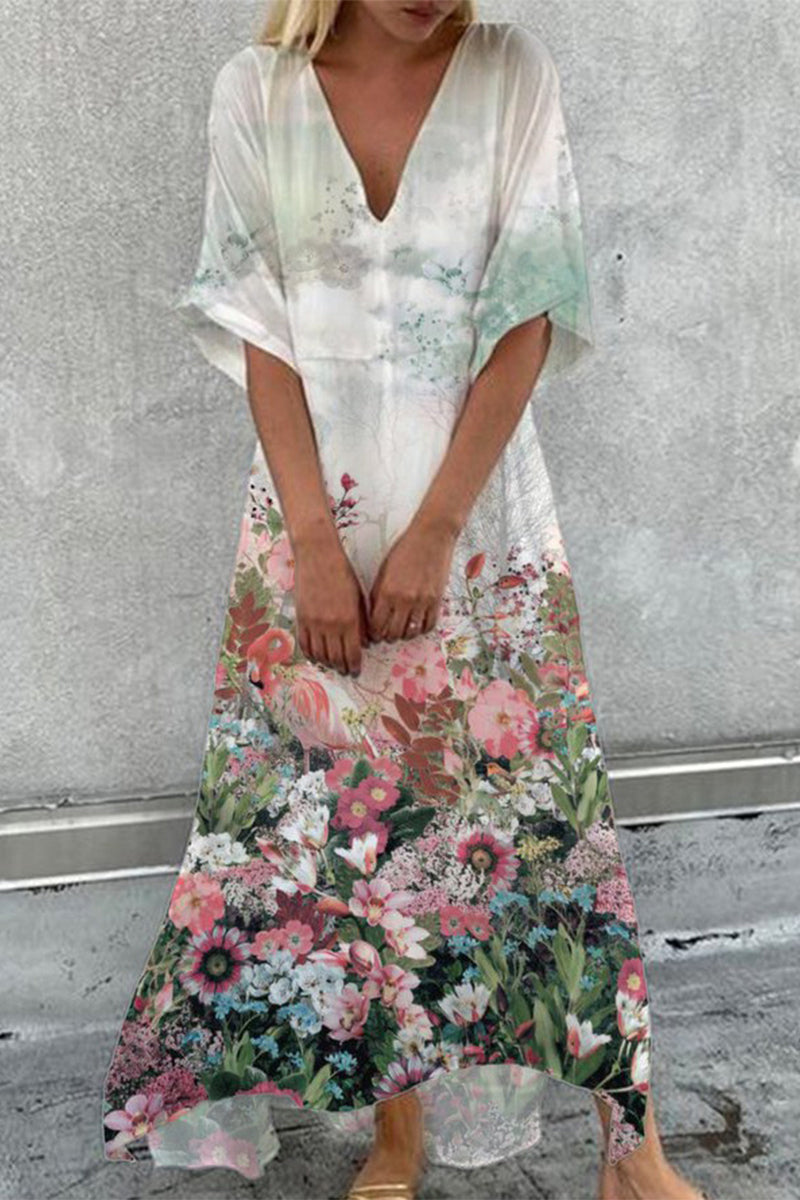 Vestidos casuales de vacaciones con cuello en V y patchwork (4 colores)