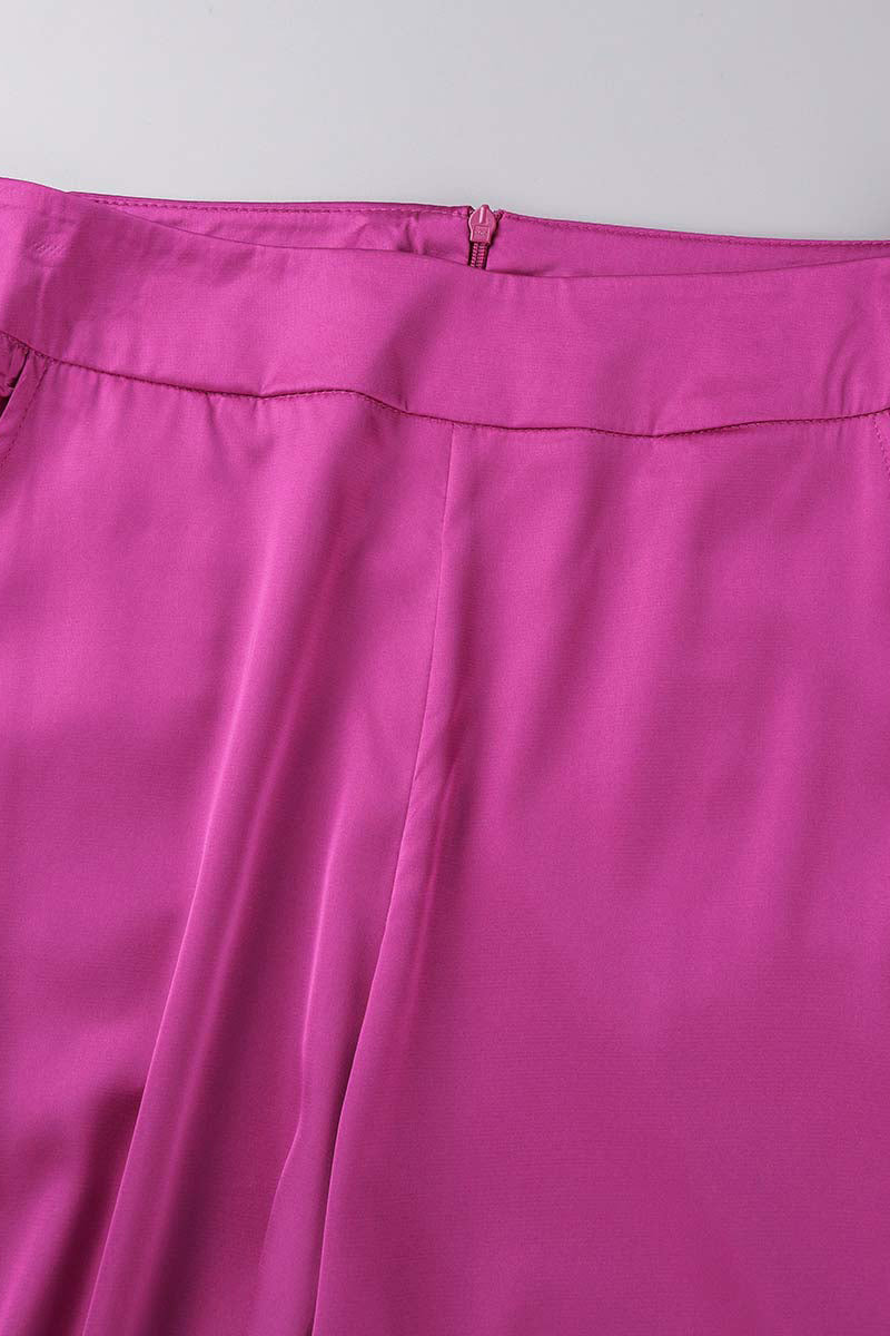 Conjunto informal de dos piezas sin mangas con cuello oblicuo y parches lisos para vacaciones (6 colores)