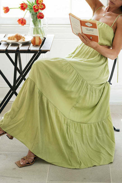 Vestido de tirantes con cuello cuadrado, color liso, bonito y dulce