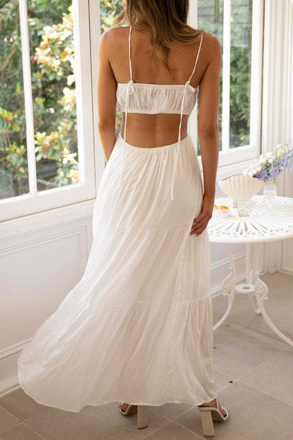 Vestido de tirantes con cuello cuadrado, color liso, bonito y dulce