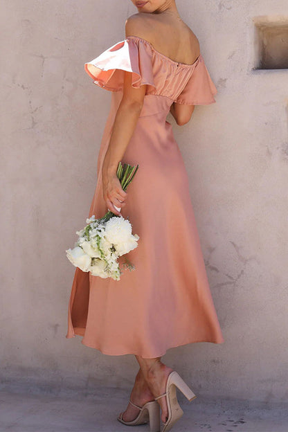 Vestidos plisados con hombros descubiertos y aberturas sólidas de celebridades sexys