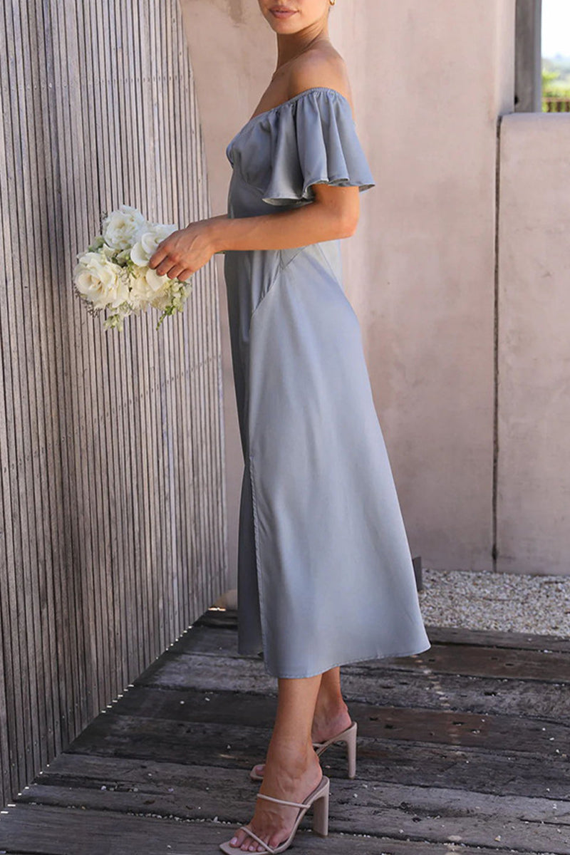 Vestidos plisados con hombros descubiertos y aberturas sólidas de celebridades sexys