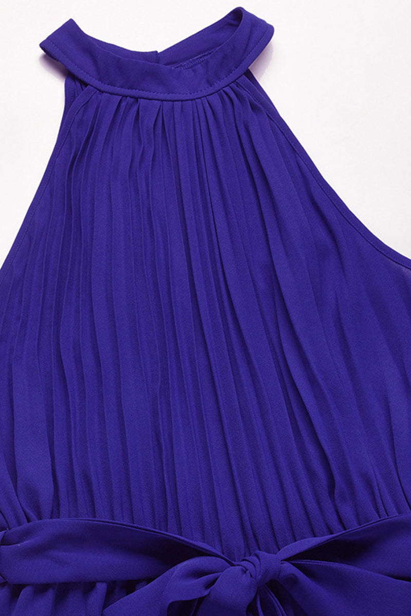 Casual Simplicity Solid Frenulum Fold Halter Loose Jumpsuits(6 Colors)