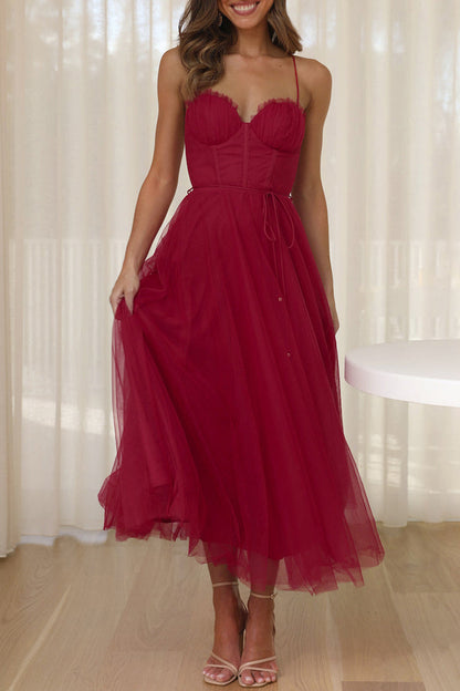 Vestidos de princesa con escote en V, elegantes y dulces, de color liso y liso.