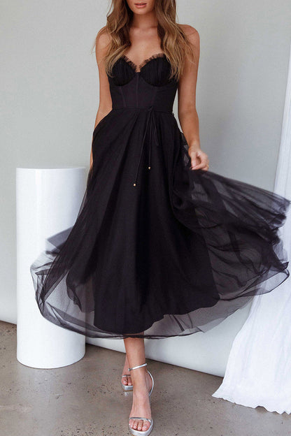 Vestidos de princesa con escote en V, elegantes y dulces, de color liso y liso.