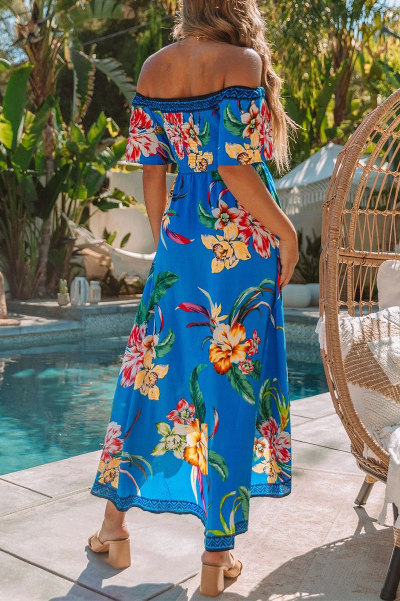 Vestidos irregulares con hombros descubiertos y estampados de patchwork de moda callejera