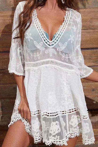 Traje de baño sexy de vacaciones, liso, ahuecado, para cubrirse (6 colores)