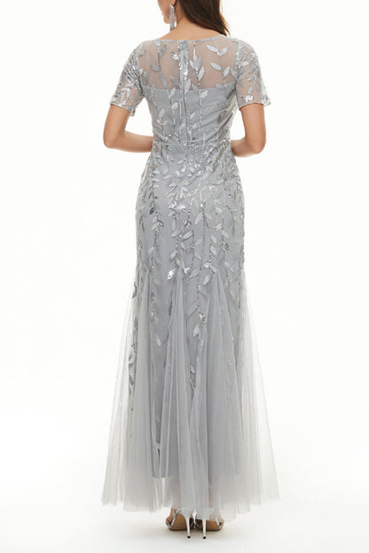 Vestidos de noche elegantes de celebridades con cuello redondo y lentejuelas de patchwork (11 colores)