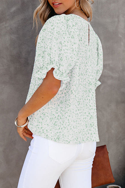 Camisetas elegantes y dulces con cuello redondo y estampado floral