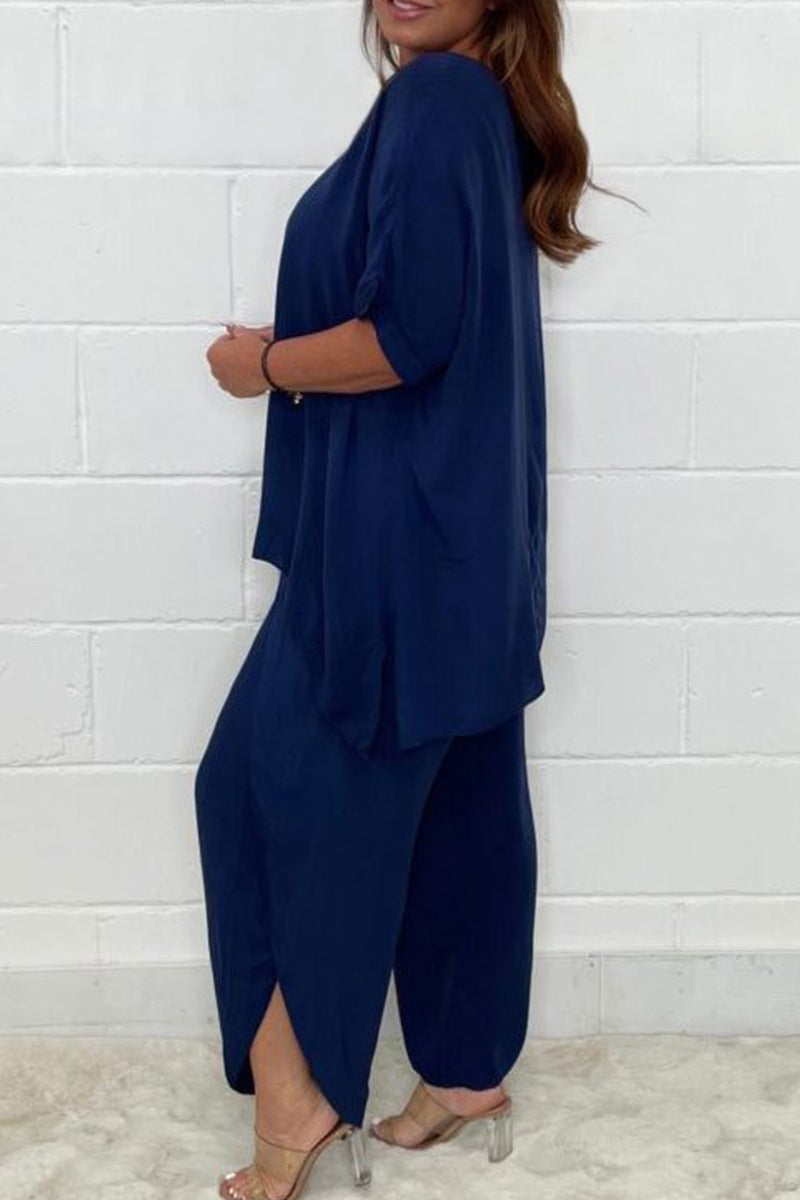 Casual Solid Fold Loose High Waist Wide Leg Solid Color Bottoms(9 Colors)