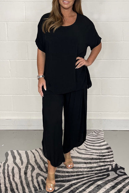 Casual Solid Fold Loose High Waist Wide Leg Solid Color Bottoms(9 Colors)