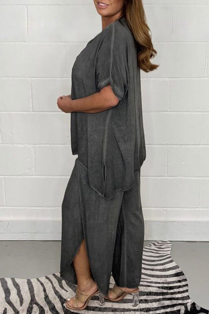 Casual Solid Fold Loose High Waist Wide Leg Solid Color Bottoms(9 Colors)