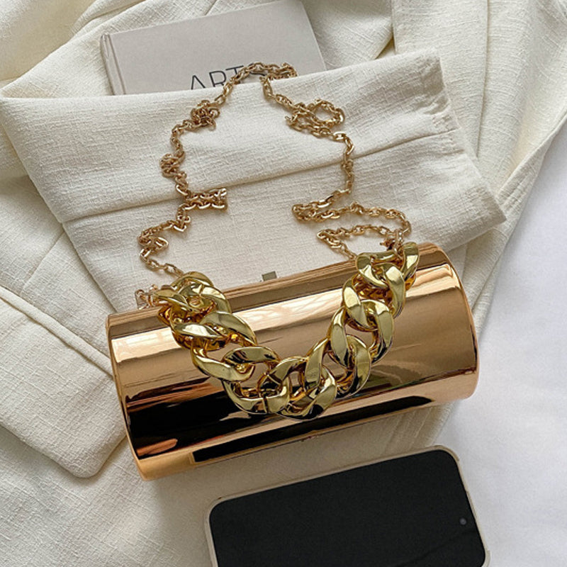 Bolsos casuales con cadenas y patchwork liso