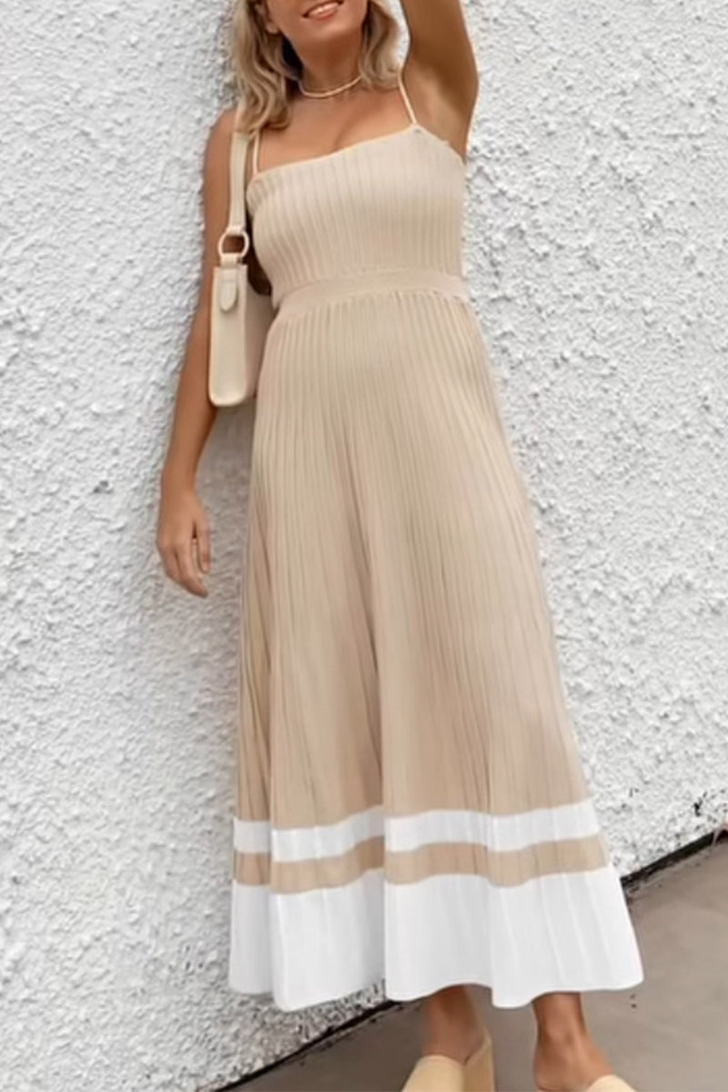 Vestido informal sencillo con cuello cuadrado y pliegues lisos (7 colores)