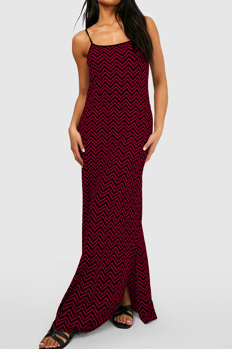 Vestido sexy informal con estampado geométrico, sin espalda y tirantes finos