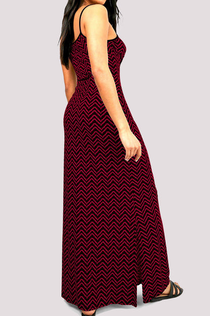 Vestido sexy informal con estampado geométrico, sin espalda y tirantes finos