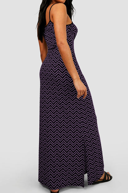 Vestido sexy informal con estampado geométrico, sin espalda y tirantes finos