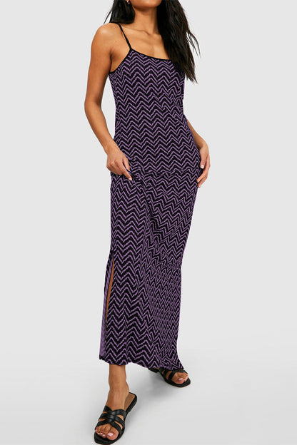 Vestido sexy informal con estampado geométrico, sin espalda y tirantes finos
