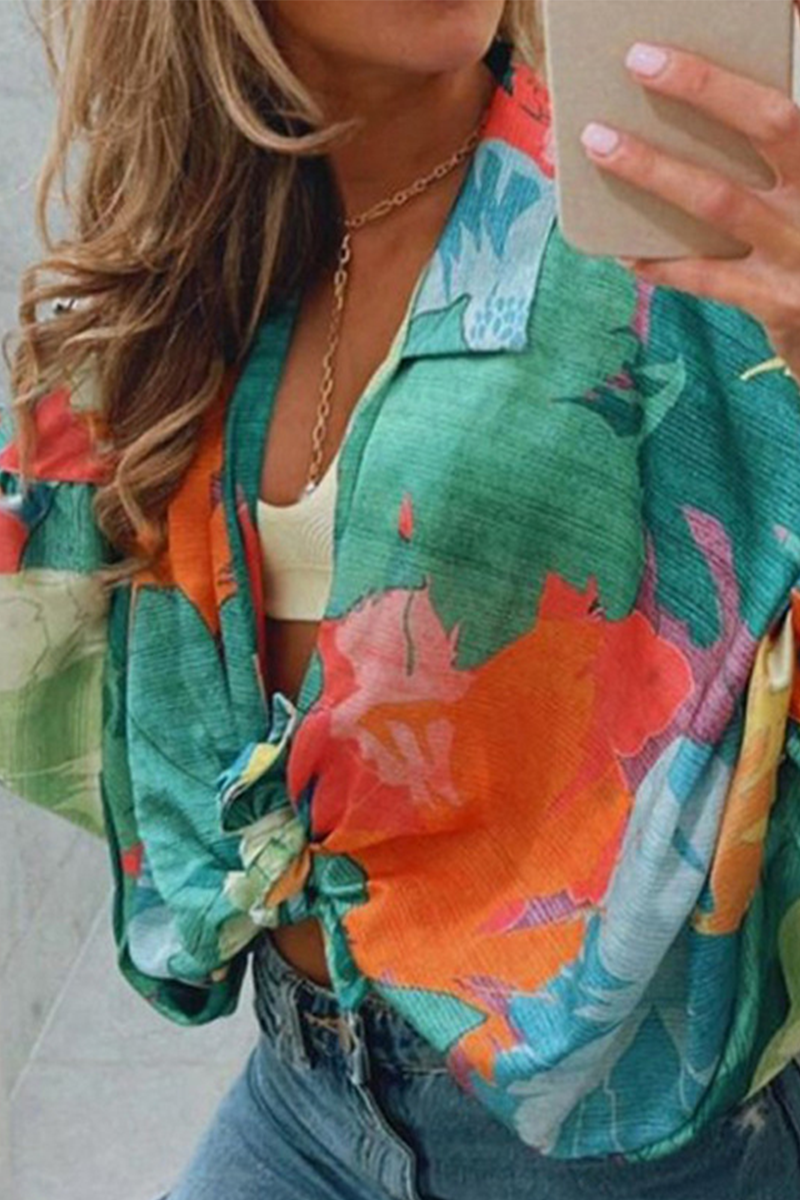 Tops casuales con cuello vuelto y estampado (4 colores)