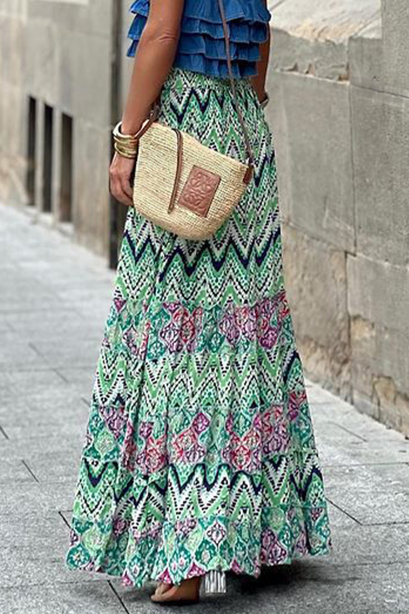 Pantalones casuales de calle con estampado floral, orillo fibroso, sueltos, de cintura alta, tipo A