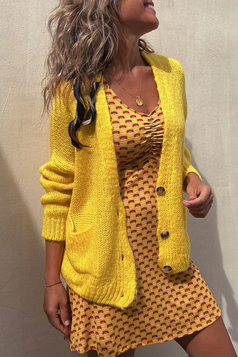 Elegantes blusas de cuello en V con bolsillos sólidos