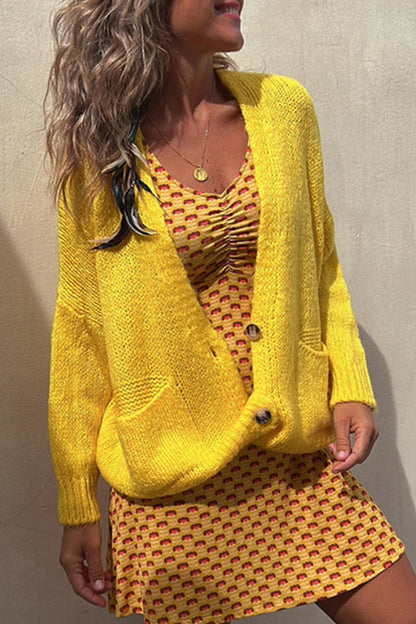 Elegantes blusas de cuello en V con bolsillos sólidos