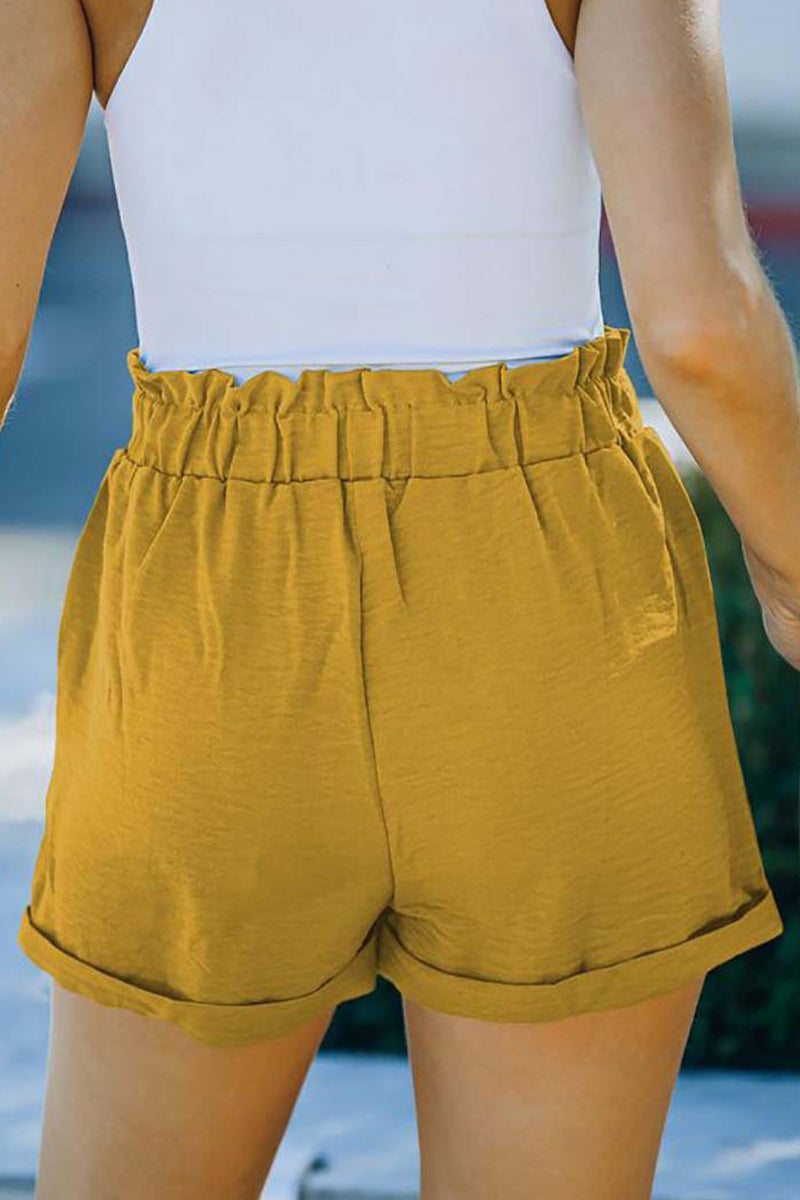 Pantalones casuales de color liso con bolsillos, sueltos, de cintura alta y rectos