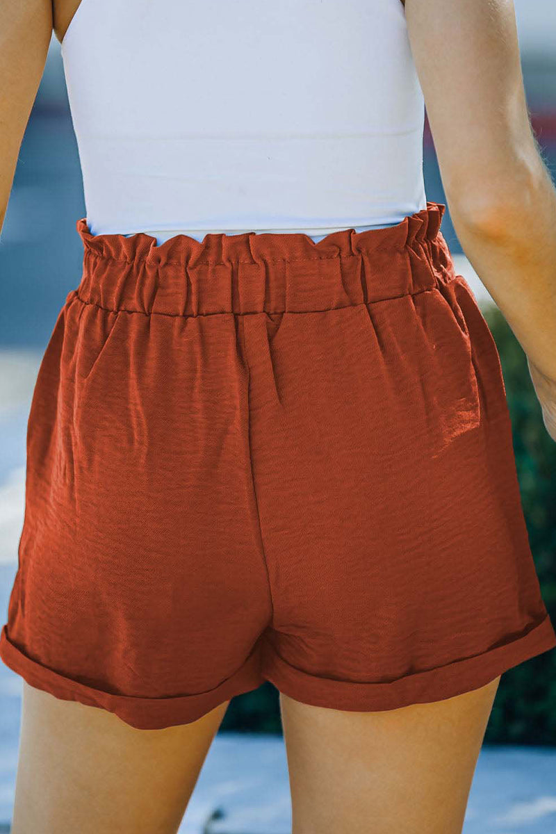 Pantalones casuales de color liso con bolsillos, sueltos, de cintura alta y rectos