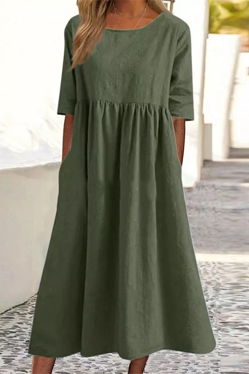 Vestido casual de algodón para mujer (9 colores)