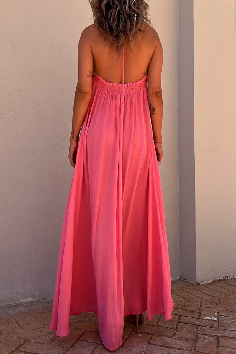 Vestido sexy informal de patchwork con escote en V y tirantes finos