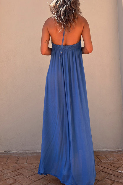 Vestido sexy informal de patchwork con escote en V y tirantes finos