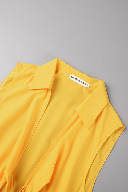 Mono sexy de vendaje liso con huecos y cuello vuelto, con pliegues y parches (4 colores)