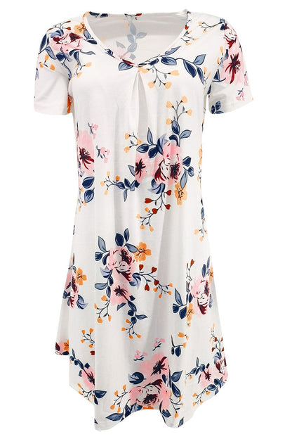 Vestido informal de manga corta con cuello en V y estampado patchwork (9 colores)