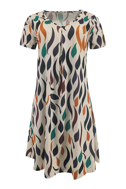 Vestido informal de manga corta con cuello en V y estampado patchwork (9 colores)