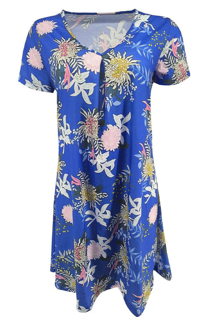 Vestido informal de manga corta con cuello en V y estampado patchwork (9 colores)