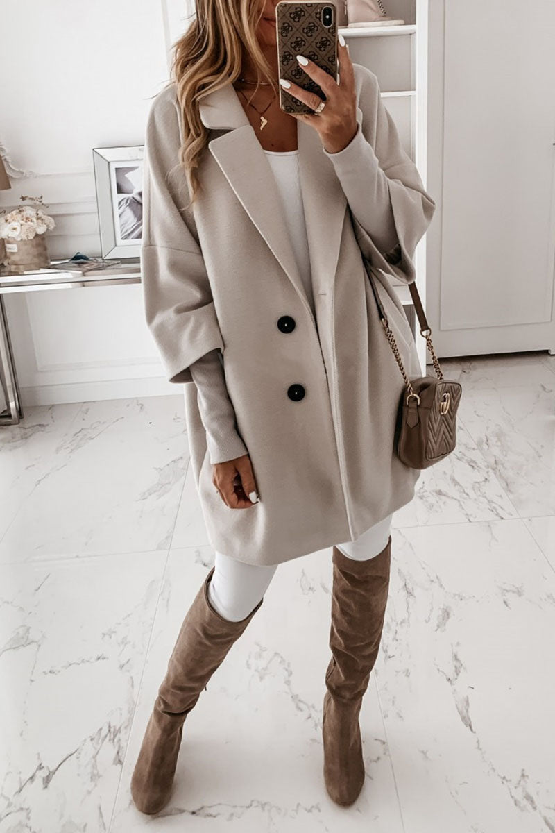 Prendas de abrigo informales de moda para adultos, con botones lisos y cuello vuelto (4 colores)