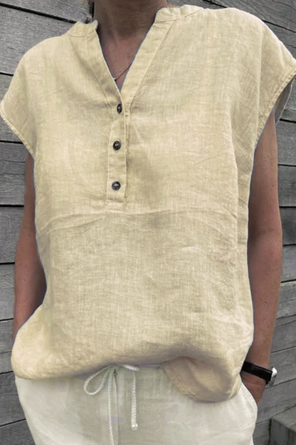 Camisetas de cuello en V con parches lisos de moda (5 colores)