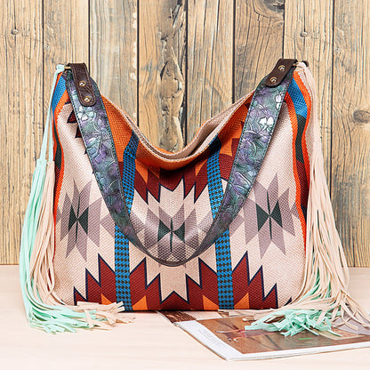 Casual College Color Block Tassel Bags