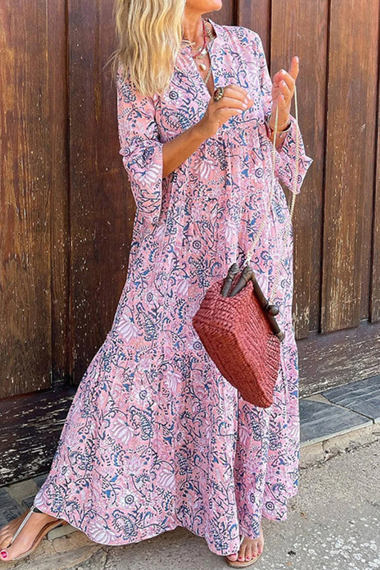 Vestidos de línea A con cuello redondo y patchwork con estampado dulce