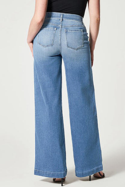 Vaqueros holgados de cintura media con parches lisos de estilo informal de calle